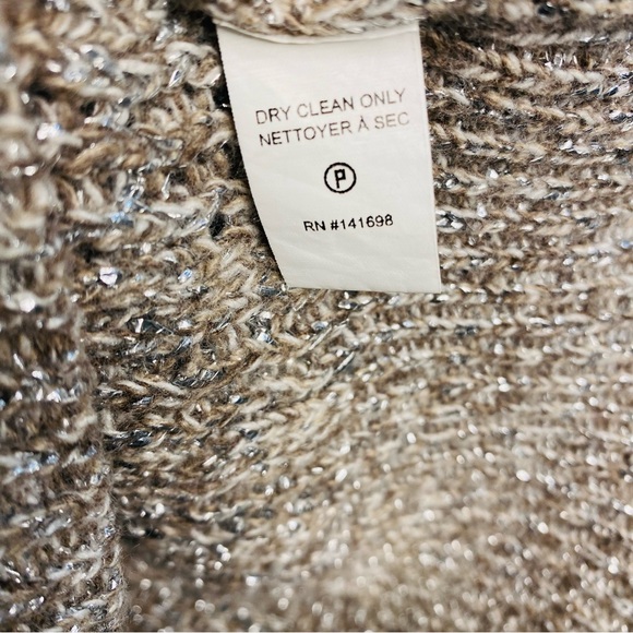 Ramy Brook Cashmere Wool Brown Marbled Silver Metallic V-Neck Knit Sweater Small - Picture 6 of 8